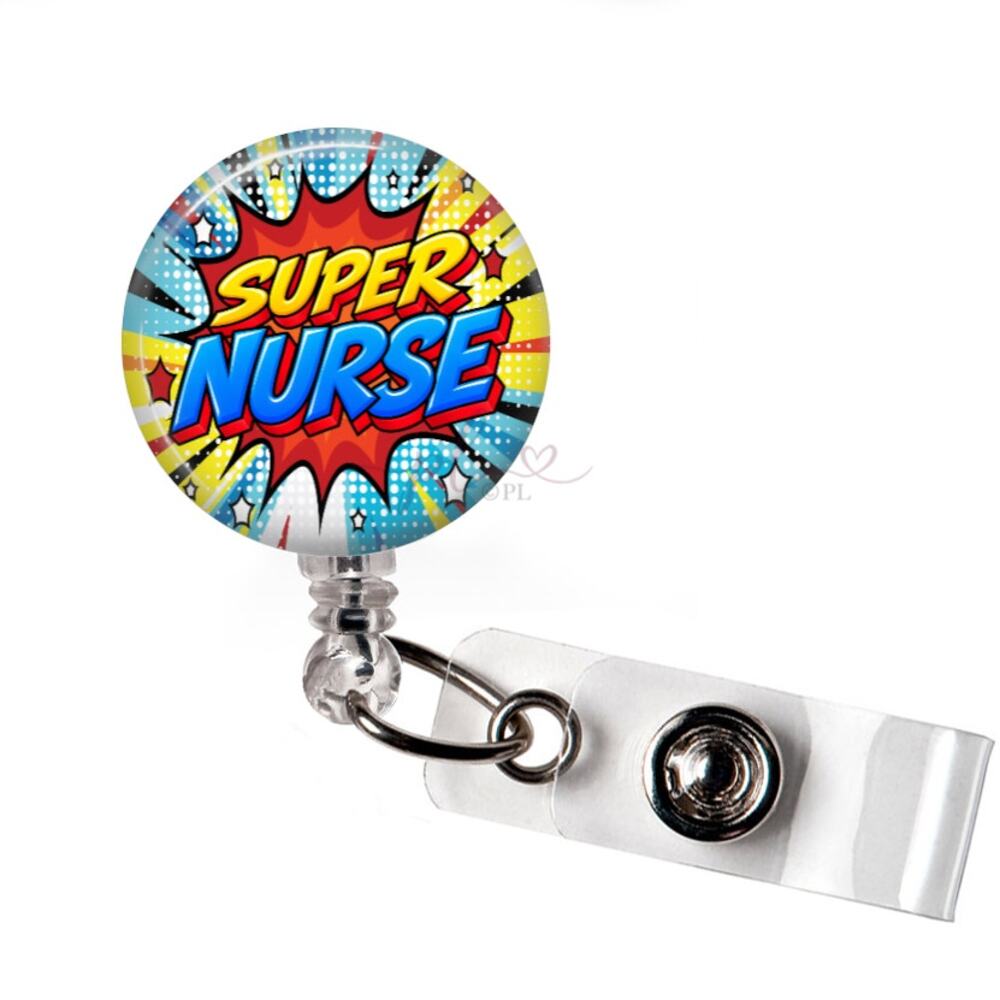 Super Nurse Badge Reel Comic Book Superhero Healthcare ID Holder Nurse Gift